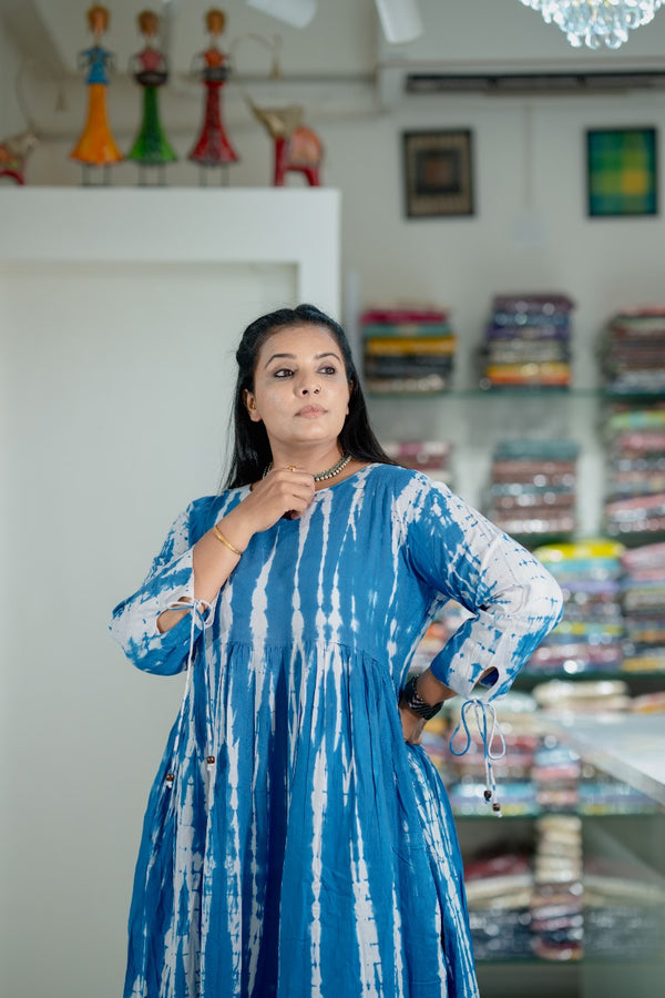 Shibori hand block Long kurti