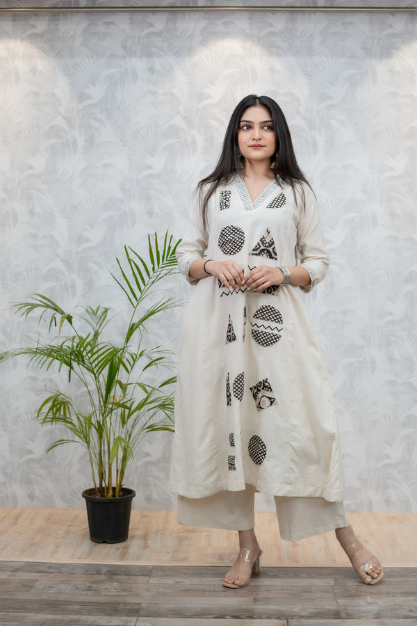 Flex Cotton patch work kurti with culottes