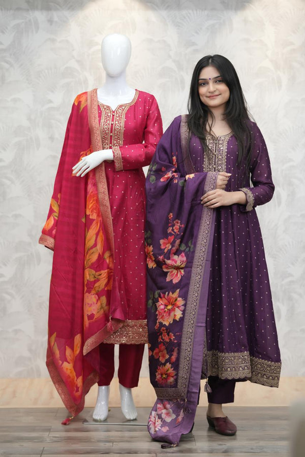 Anarkali Kurti Pant Dupatta Set