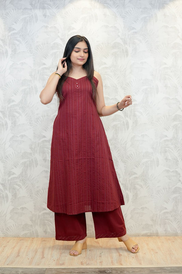 Beautiful Maroon Kurti-Pant set.